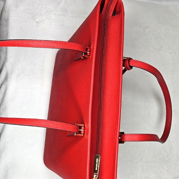 Michael Kors RED Leather Tote Bag Purse - Picture 9 of 11